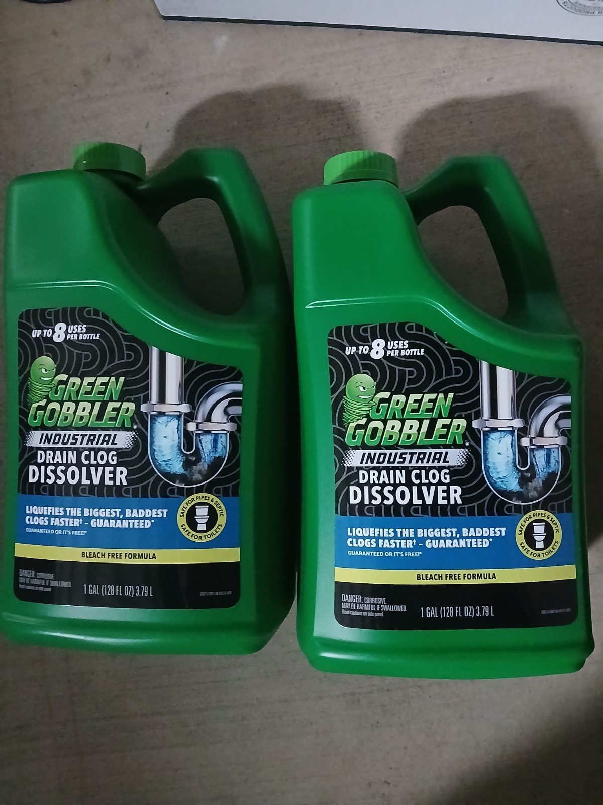 Green Gobbler Industrial Drain Clog Dissolver 1 Gal Brand New Sealed 2pk
