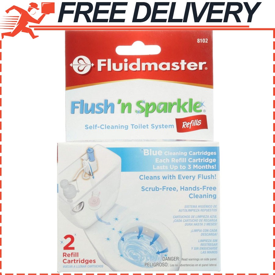 Fluidmaster 8102P8 Flush ‘n Sparkle Automatic Toilet Bowl Clean Refills Blue 2pk