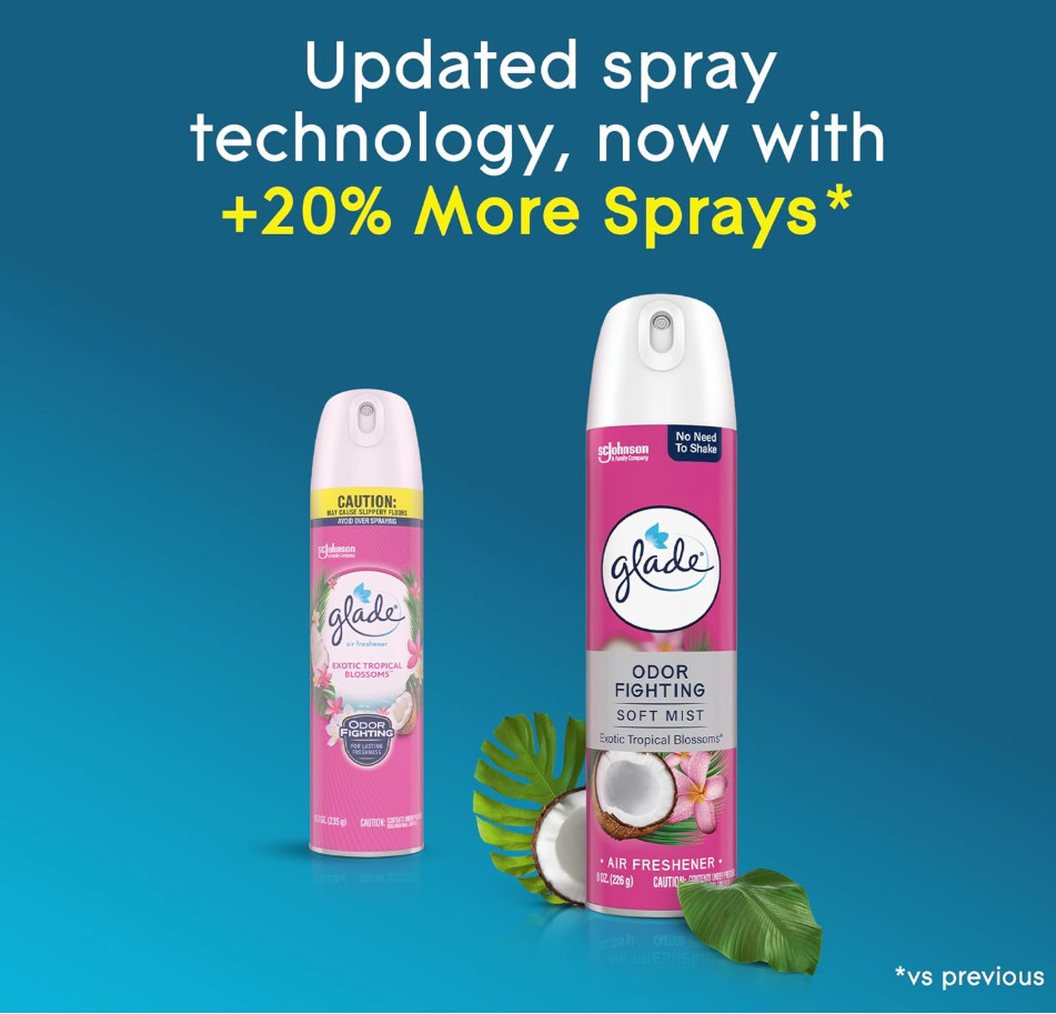 Glade 2 CANS 8 oz (each) Air Freshener – Tropical Blossoms Scent (2/CT) New