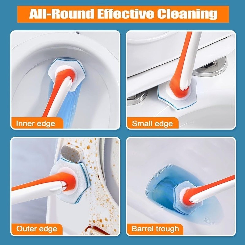 Disposable Toilet Brush 40 Refills Cleaning Kit Easy Use Multi Surface Cleaner