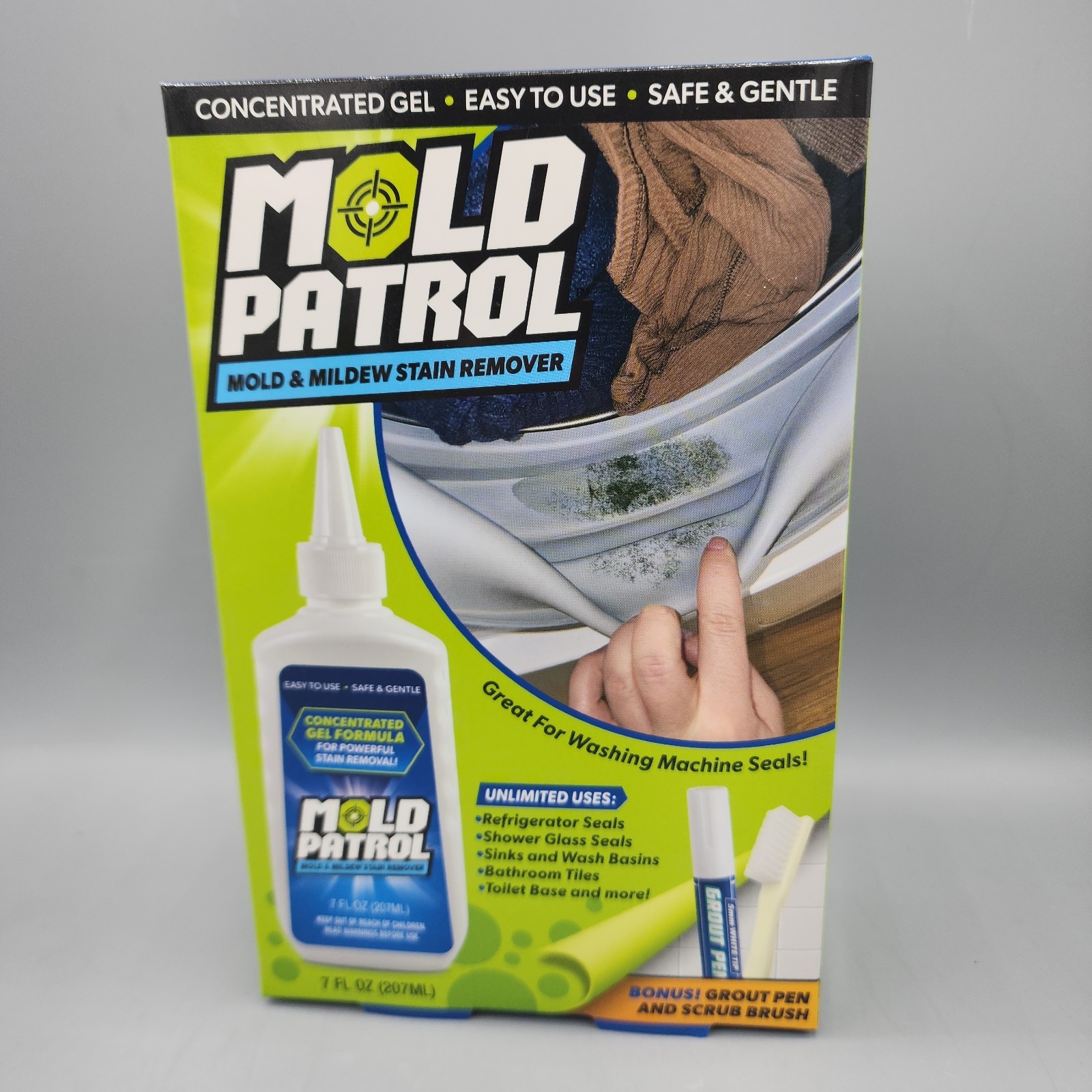 Mold Patrol Mold & Mildew Stain Remover Gel 7oz Kit w/ Grout Pen & Brush