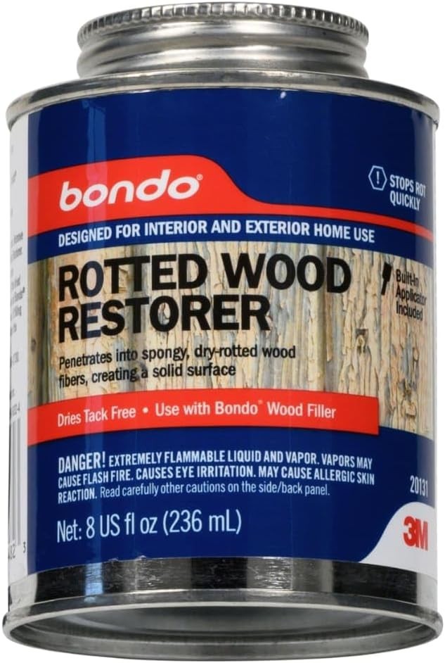 8 oz Bondo Rotted Wood Restorer – Quick Drying, Stainable & Paintable Formula