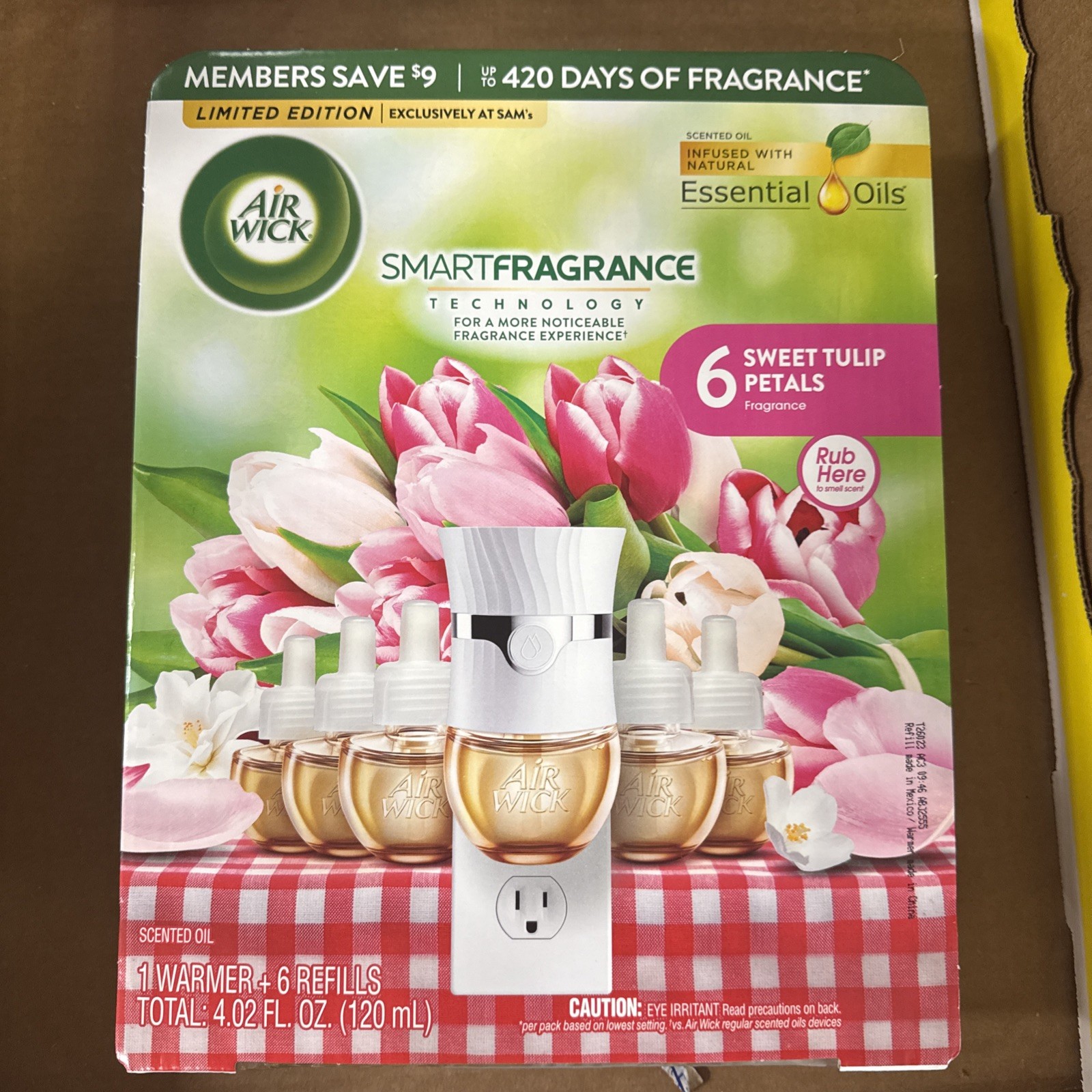 AIR WICK SCENTED OIL SWEET TULIP SCENT, PLUG-IN, (6-0.67 oz REFILLS & 1 WARMER)