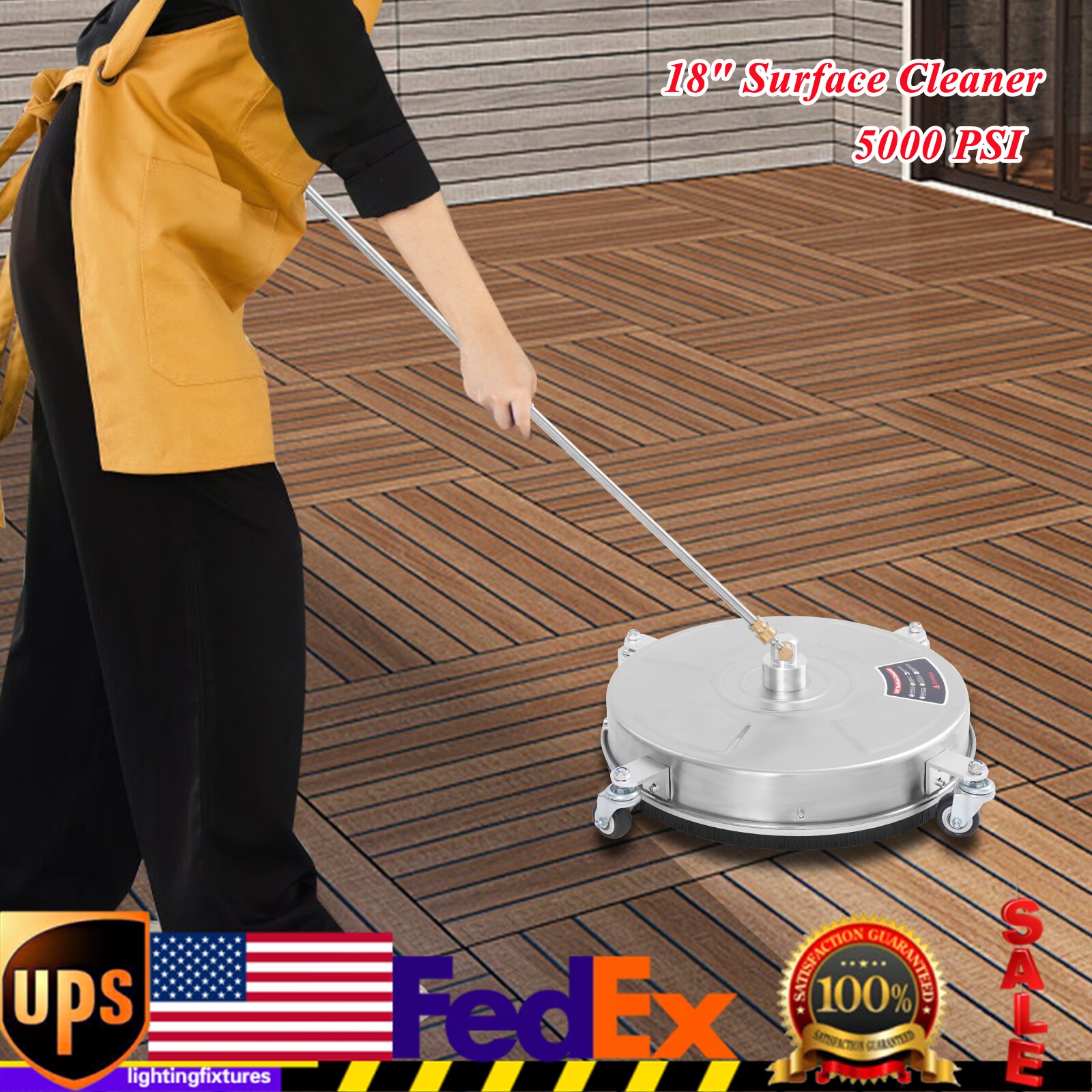 Modern 18-inch Surface Cleaner Stainless Steel Surface Cleaner with 4 Wheels NEW