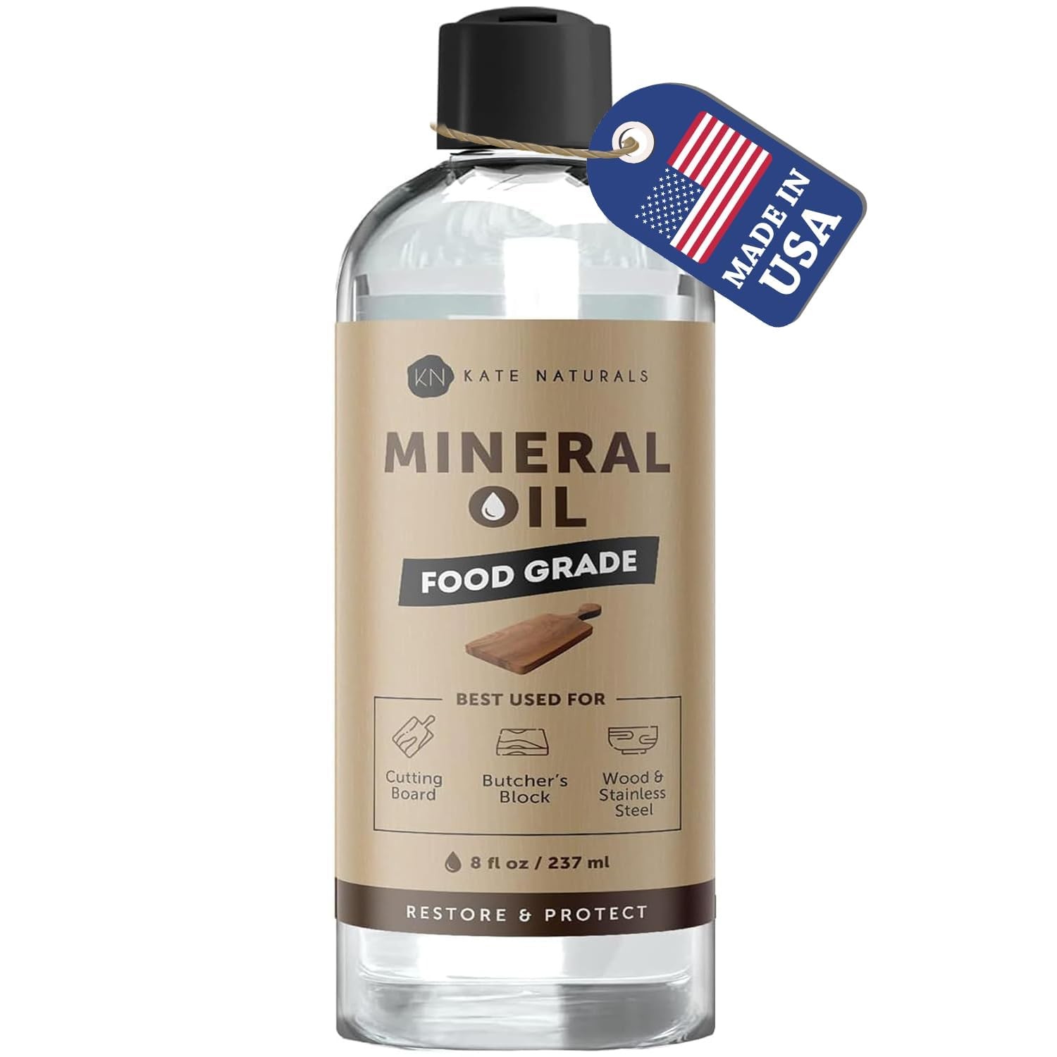 Mineral Oil for Wood Cutting Board, Butcher Block, and Knife. Food Grade Mineral