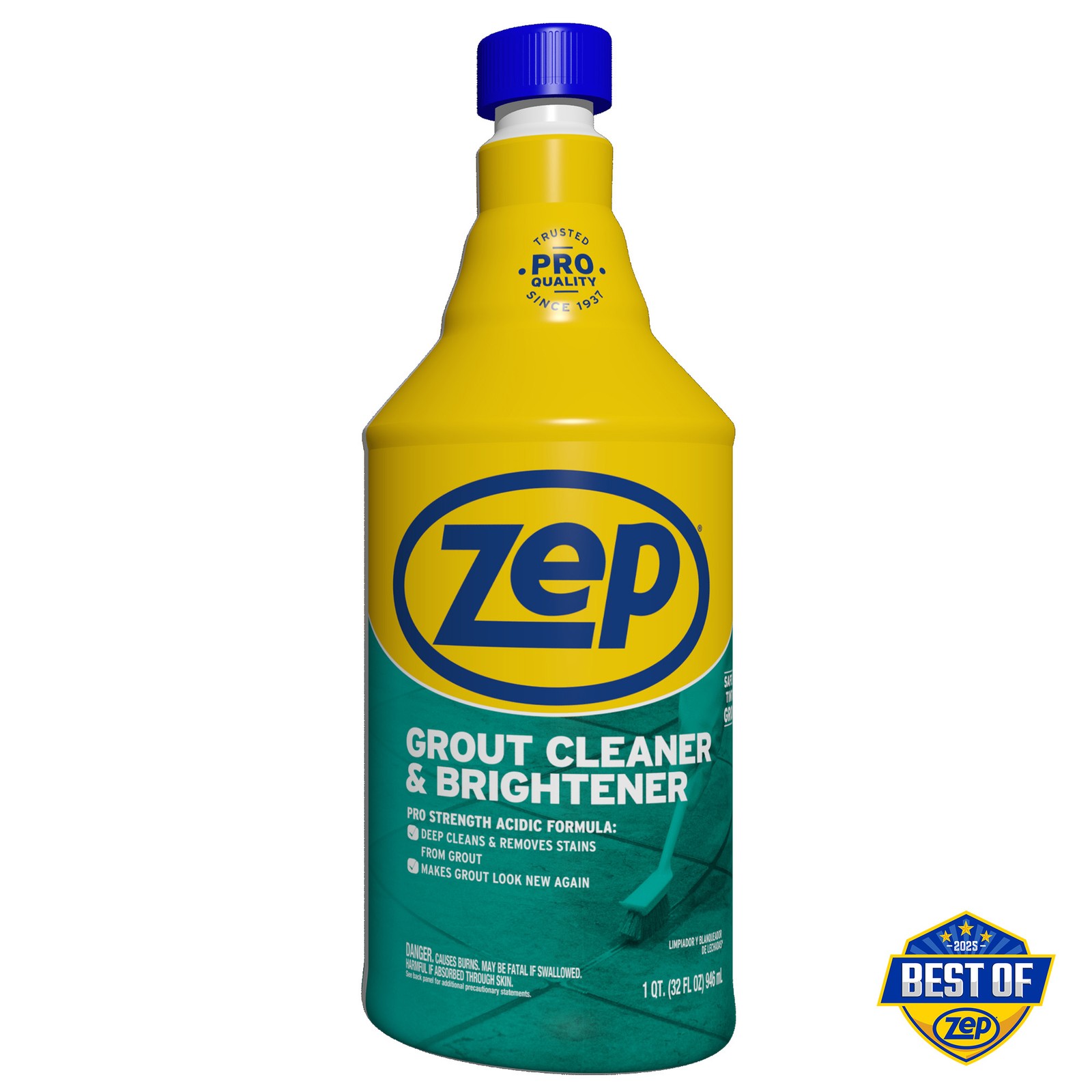 Zep Industrial Grout Cleaner and Brightener – 32 oz (Pack of 4) ZU104632 – Deep