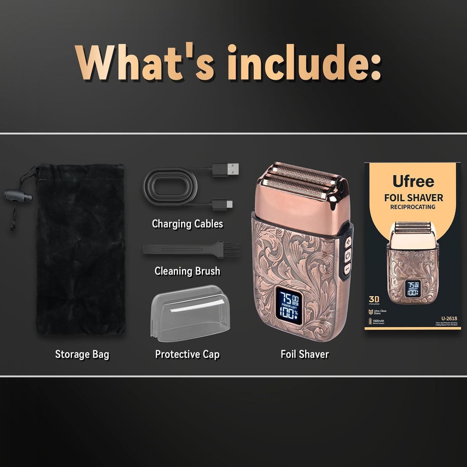 Ufree Close Shave Electric Foil Shavers for Men, 3-Speed Electric Razor, Bald