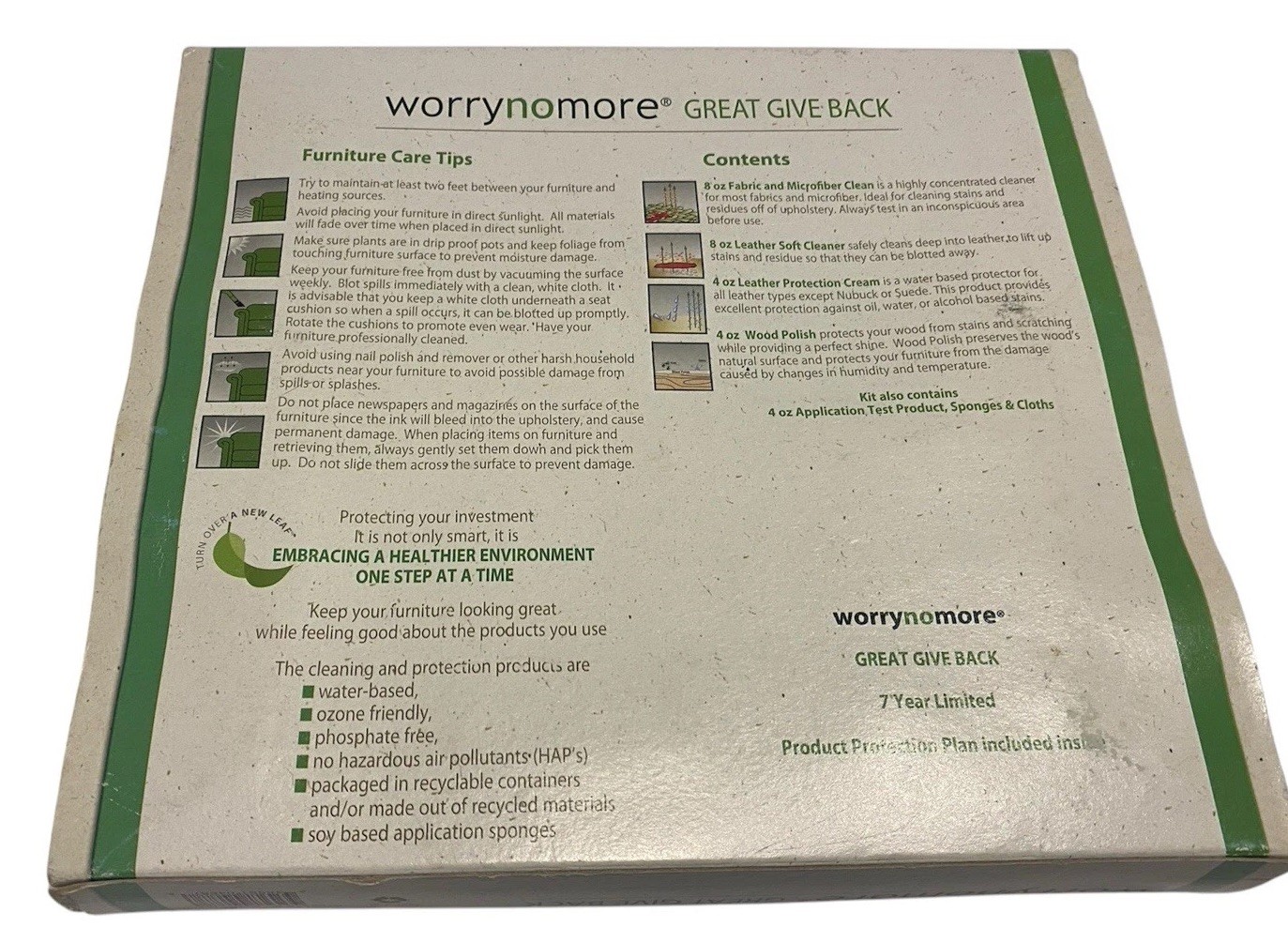 NEW WORRYNOMORE Furniture Cleaning & Protection Kit Microfiber Leather Wood