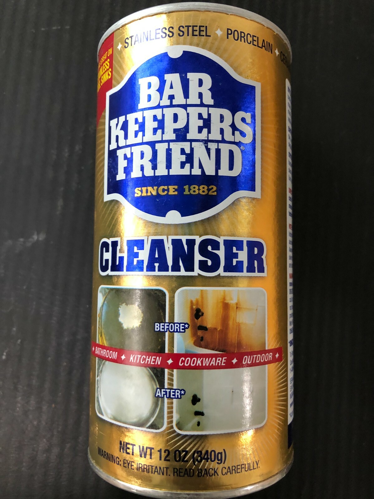 BAR KEEPERS FRIEND Cleanser 12 OZ BATHROOM, KITCHEN, COOKWARE, OUTDOORS.