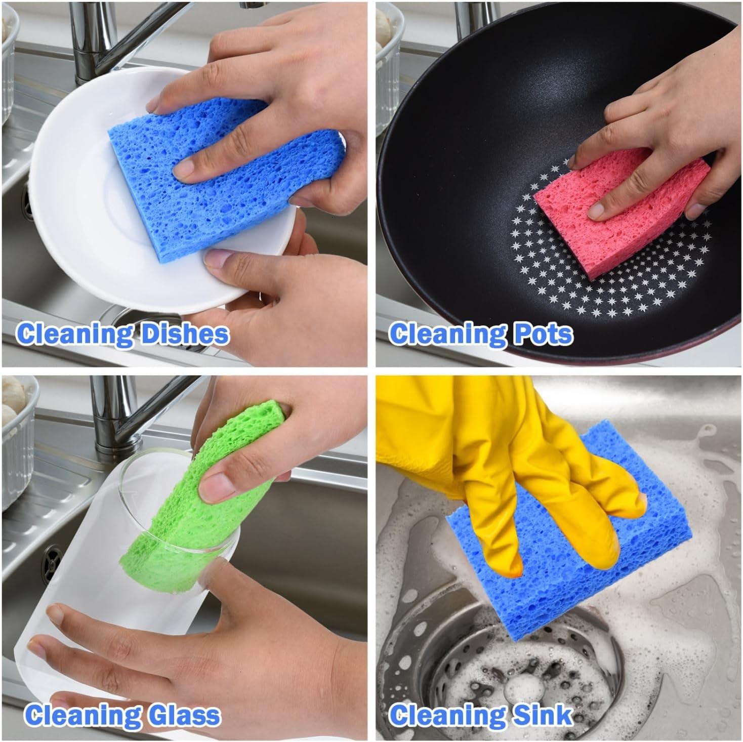 48 Pack Sponges Kitchen Natural Compressed Cellulose Sponges Durable Dish Sponge