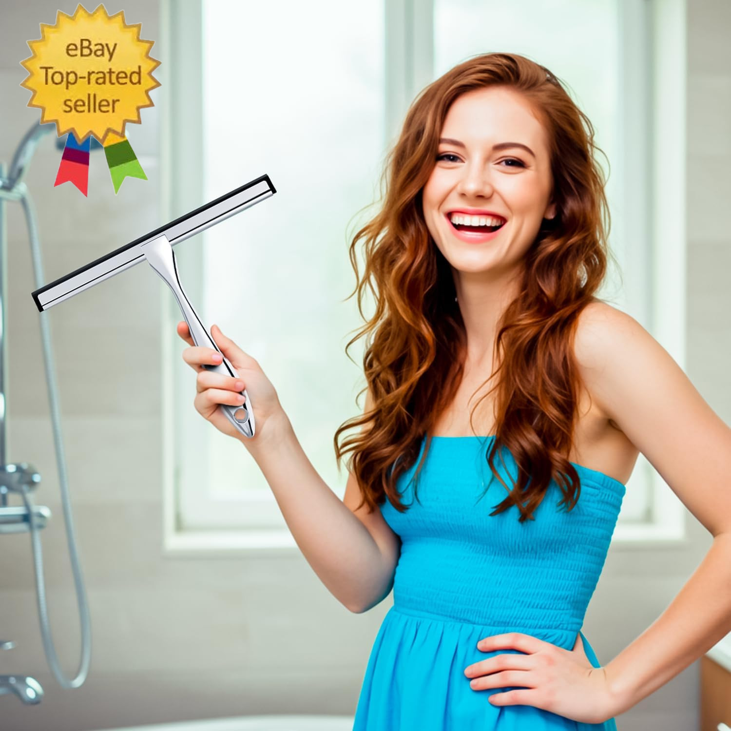 12-Inch All-Purpose Shower Squeegee for Shower Doors, Tile Shower Walls, Bathroo