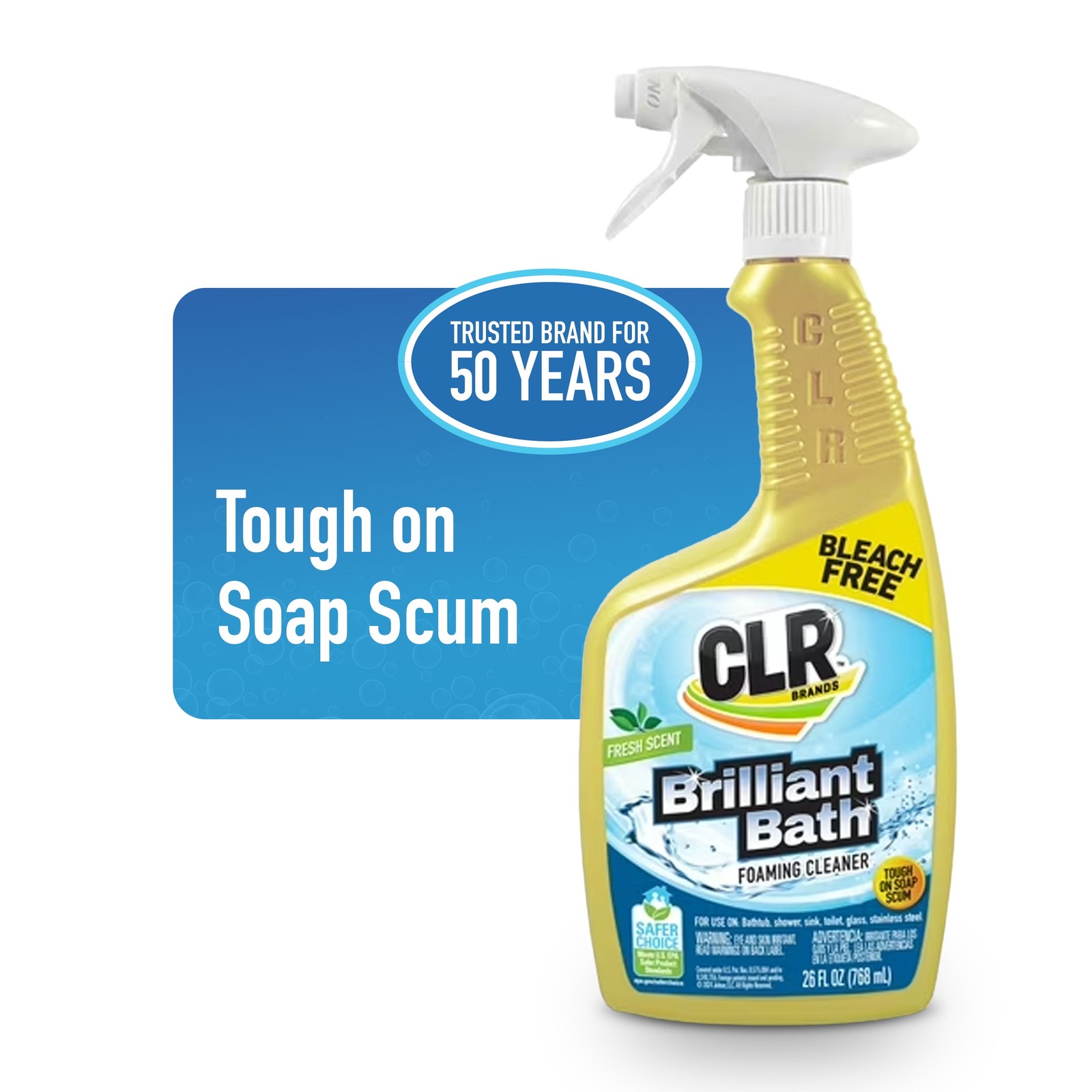 2 Pack Brilliant Bath Foaming Multi-Surface Cleaner Fresh Scent 26 fl oz