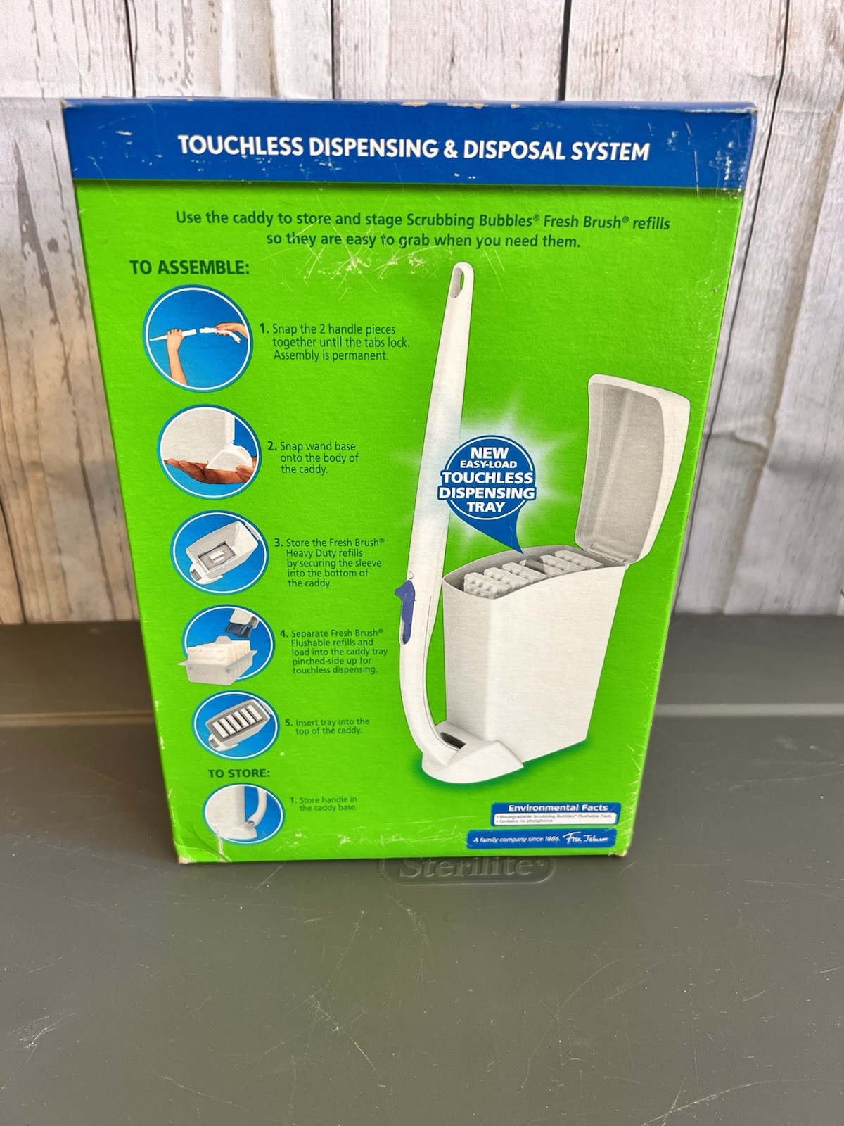 Scrubbing Bubbles Fresh Brush Starter Kit Caddy 2 Types Cleaning Pad Cut in Box