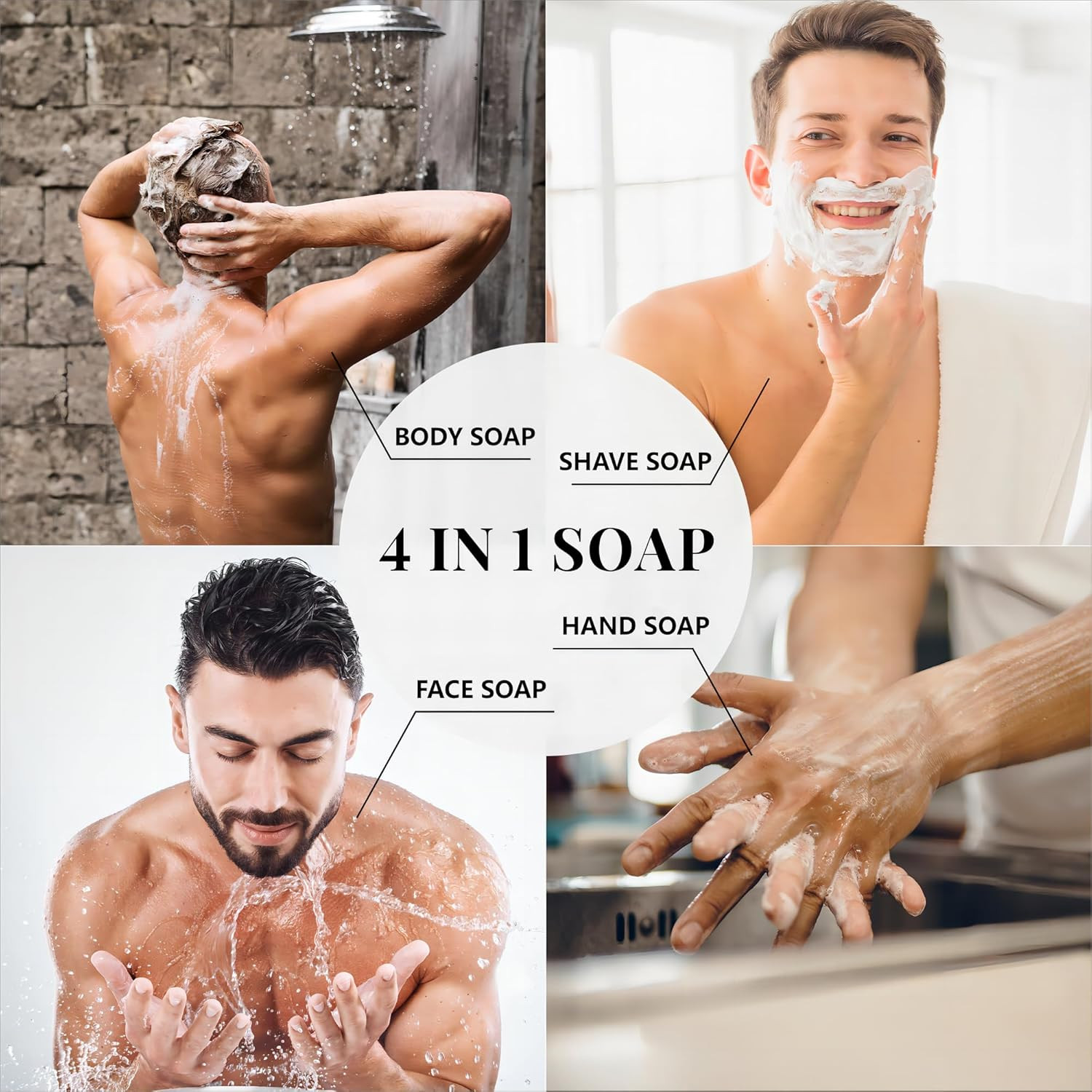 Rinse & Robust Mens Bar Soap Bath Bar Soap 3Pack Handmade Natural Soap Bar Set C