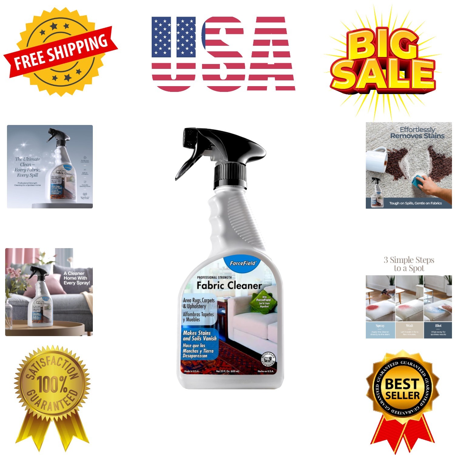 Fabric Cleaner Professional Strength, Deeply Penetrates Water Safe Fabric & F…