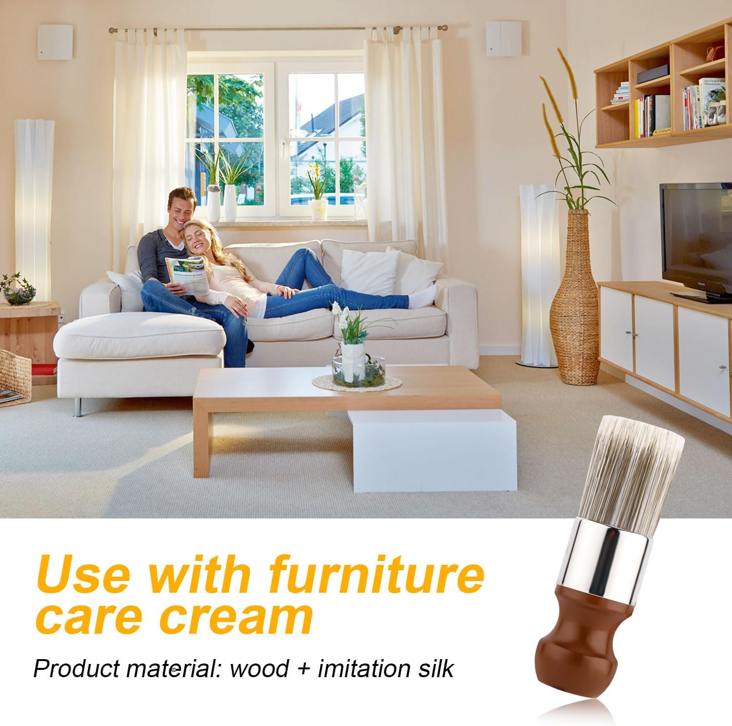 Salve Brush for Furniture, Wood Furniture Brush with Comfortable Handle Durable