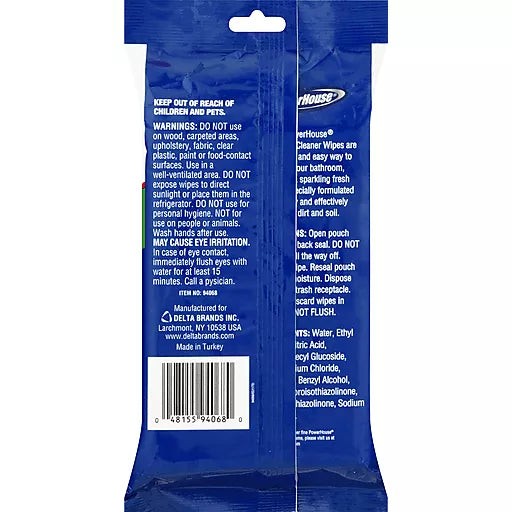 PowerHouse Bathroom Cleaner Wipes, 42 Wipes (Pack of 12)