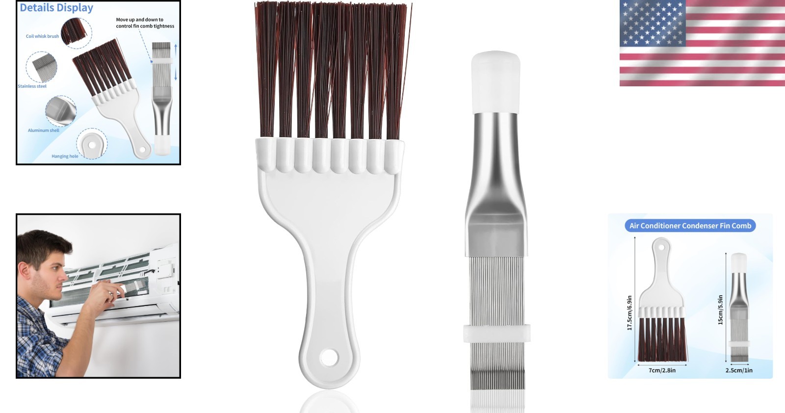 2-Piece Air Conditioner Coil Cleaning Brush Set – Lightweight & Effective