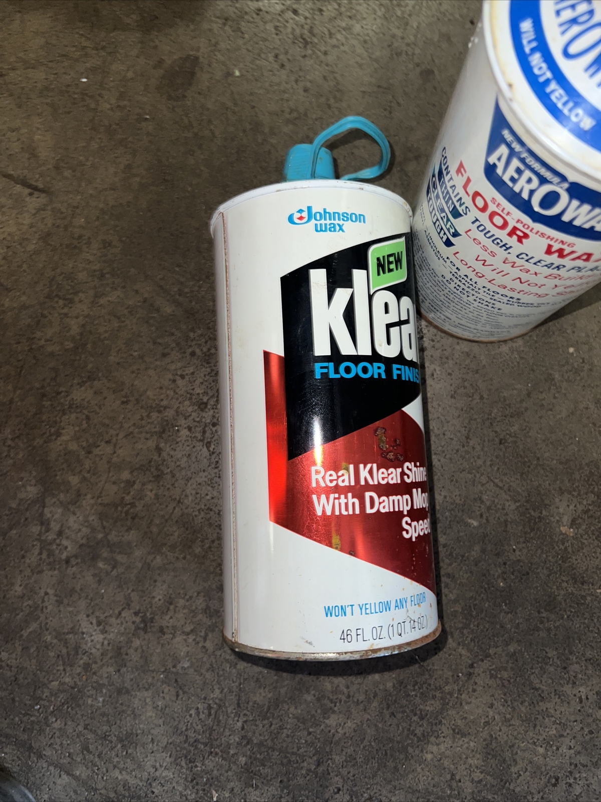 [A11] — Vintage Klear Floor Finish SC Johnson Wax 27 Oz Can Plus Aerowax Floor