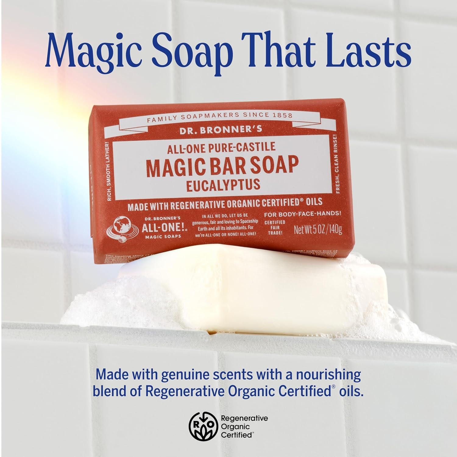 Dr. Bronner’s Pure-Castile Magic Bar Soaps (Eucalyptus, 5oz, 12-Pack) ?C Made w