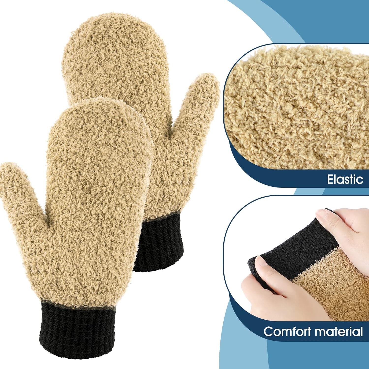 3 Pairs Microfiber Dust Mittens with Thumb Household Cleaning No Scrat