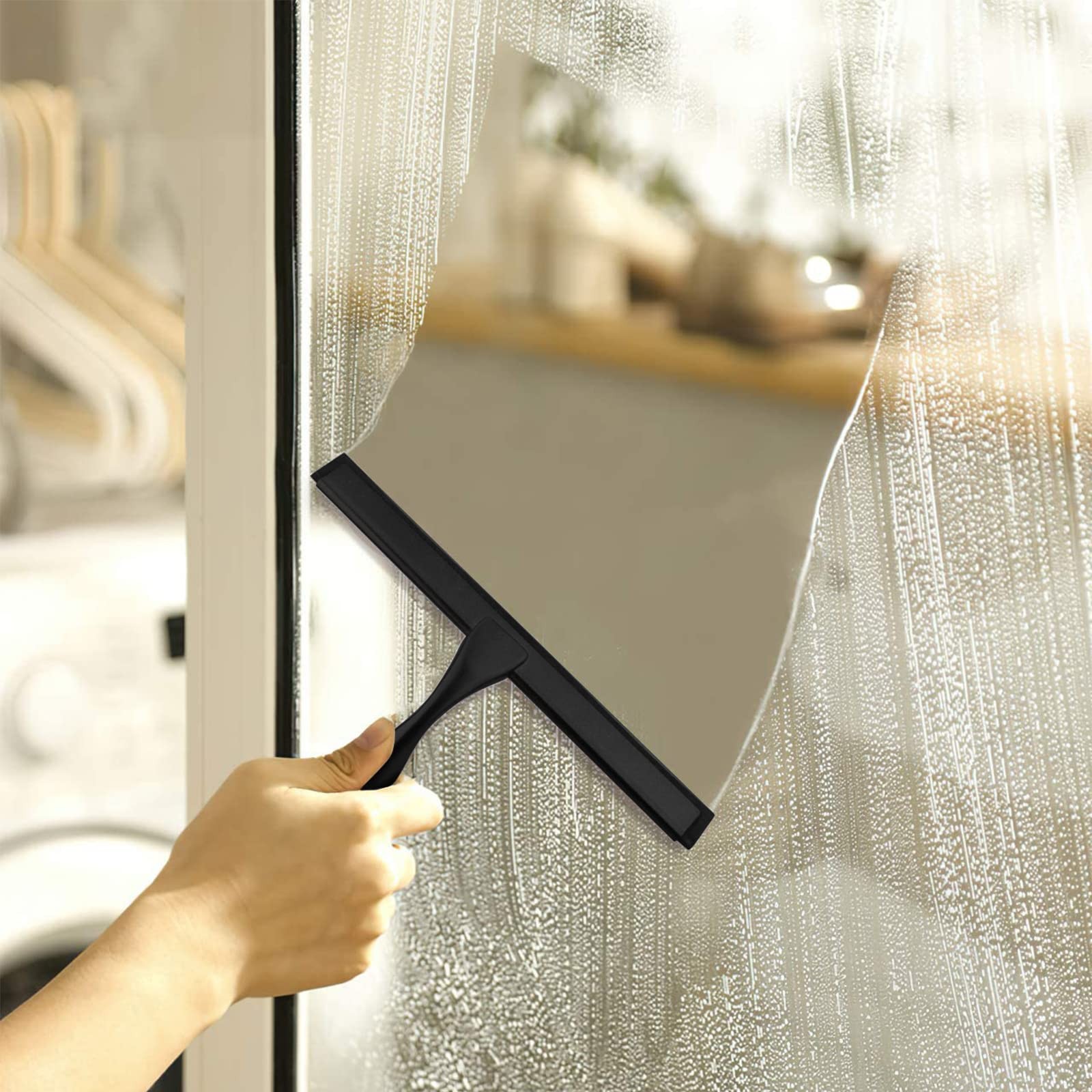 Shower Squeegee for Glass Doors,12-Inch Shower Glass Squeegee, Matte Black Sh…