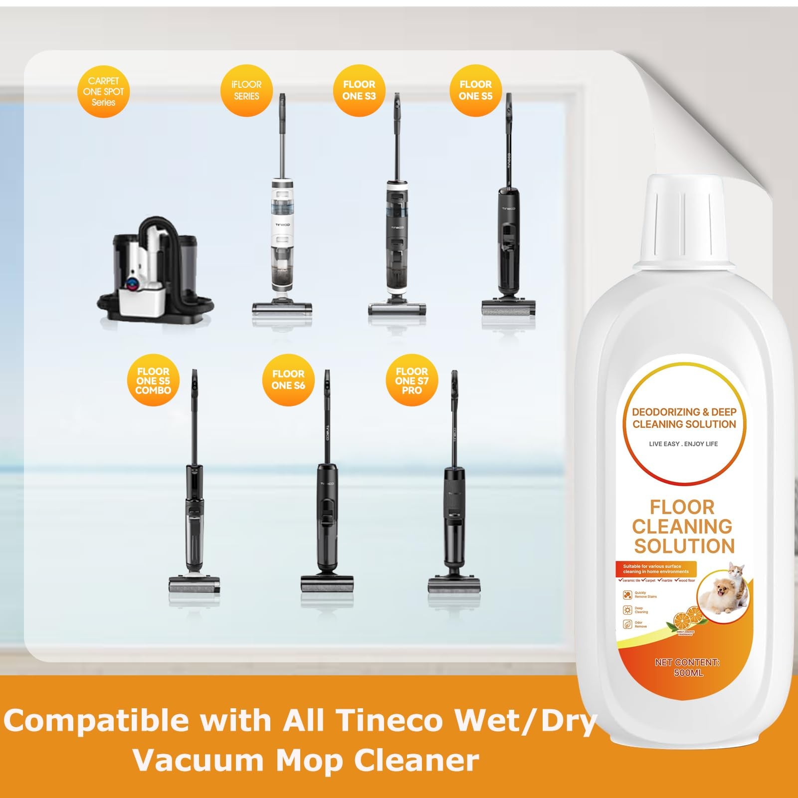 2 Packs Floor Cleaner Orange Scented with Tineco Cleaning Solution Deep Clean…