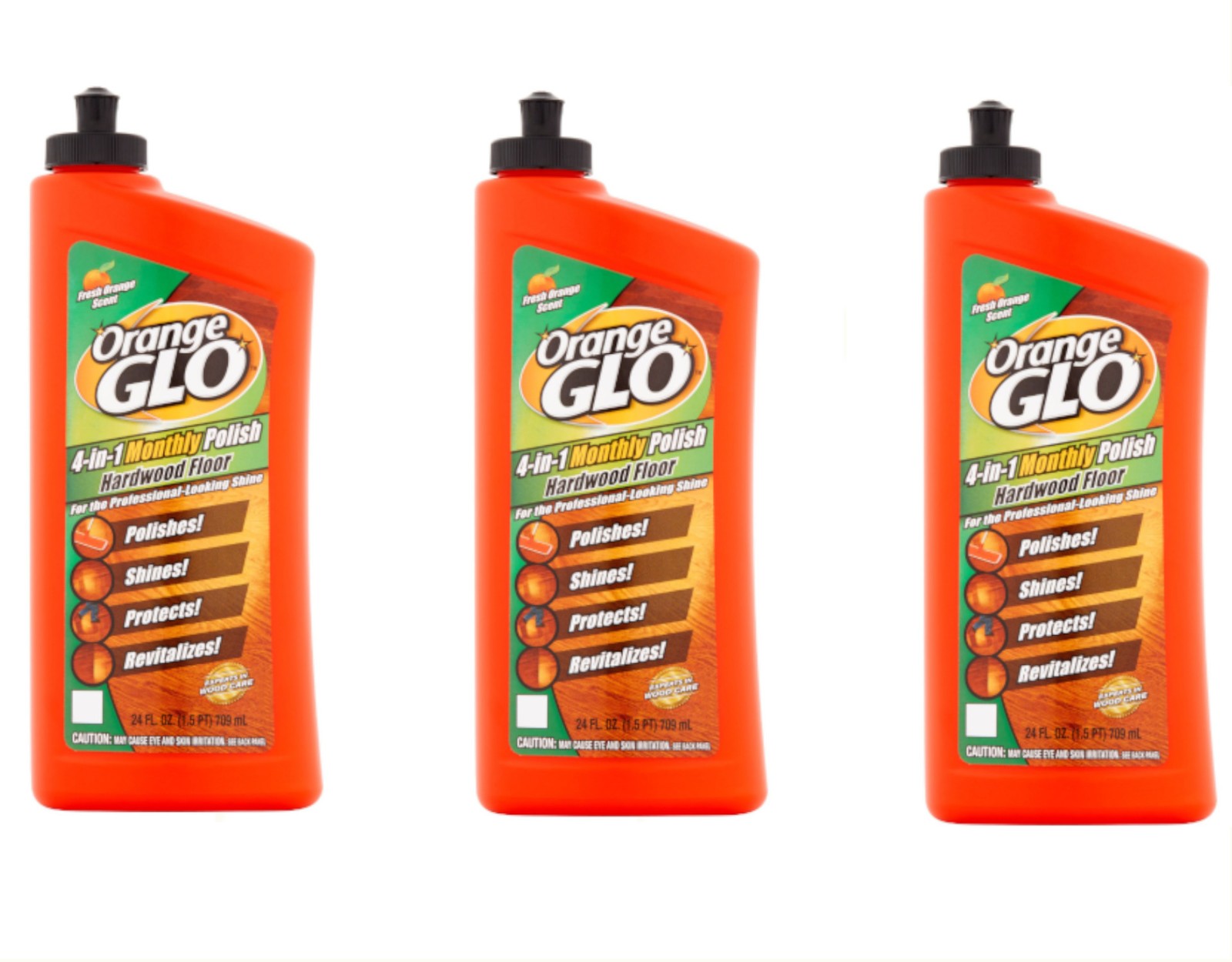Orange Glo Hardwood Floor 4-in-1 Monthly Polish, 24 Oz. – Pack of 3