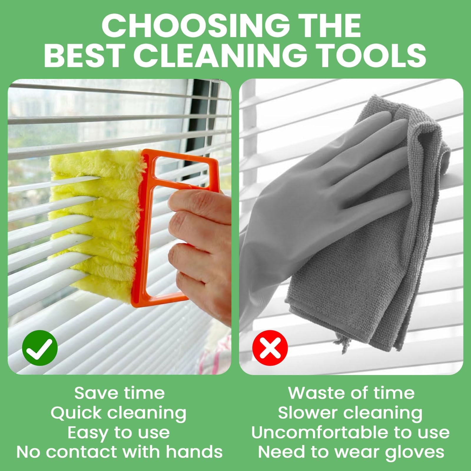 4Pcs Blind Cleaner Duster Tool Set with 7-Finger & 3-Finger Brushes，Washable …