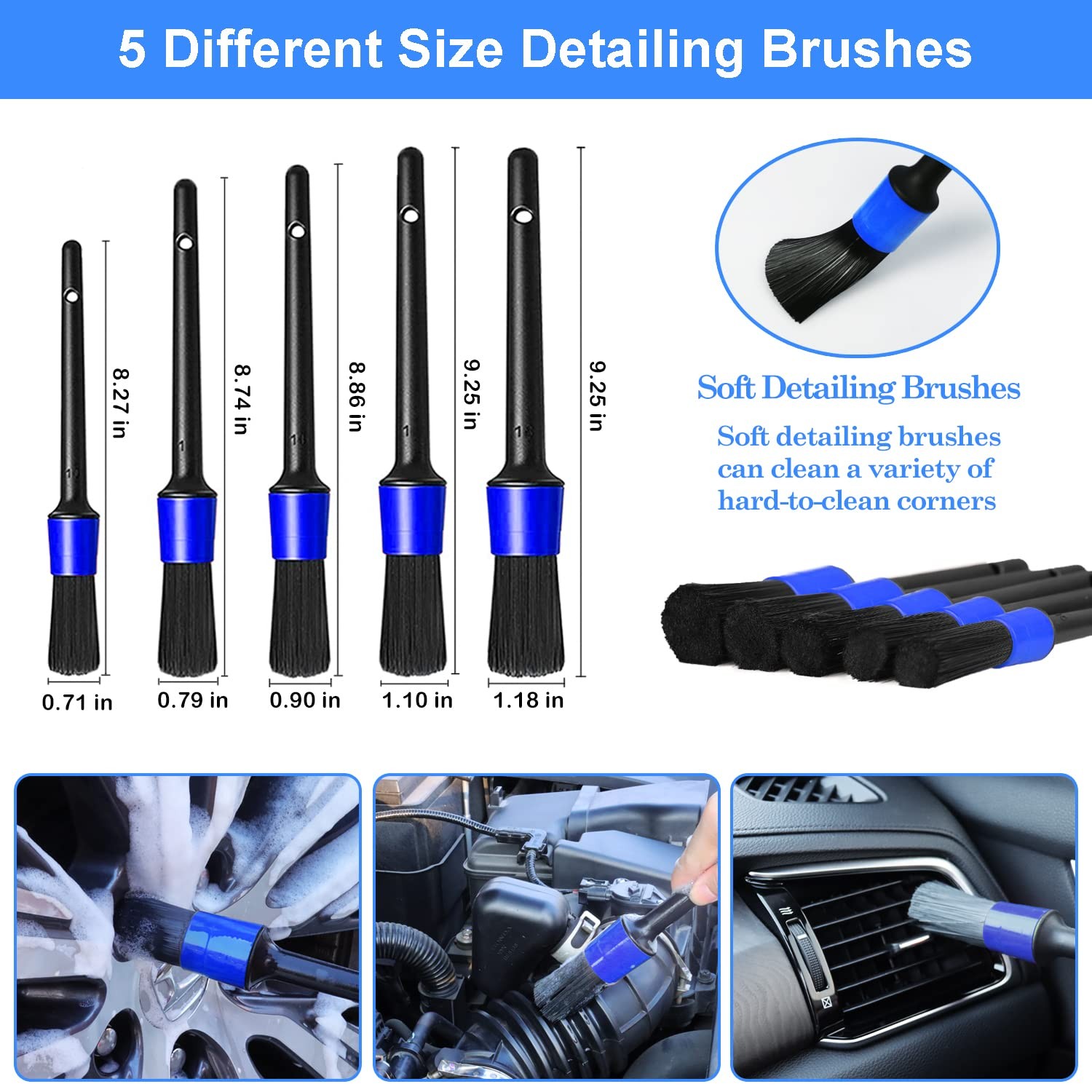 26-Piece Car Detailing Brush Set for Interior, Exterior, and Wheels Cleaning