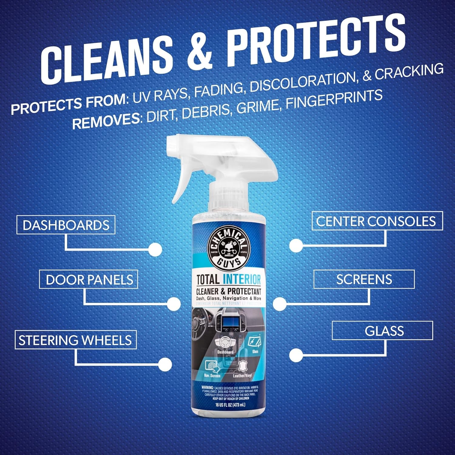 Chemical Guys Car Detailing Kit, Car Cleaning Kit with Total Interior Cleaner &