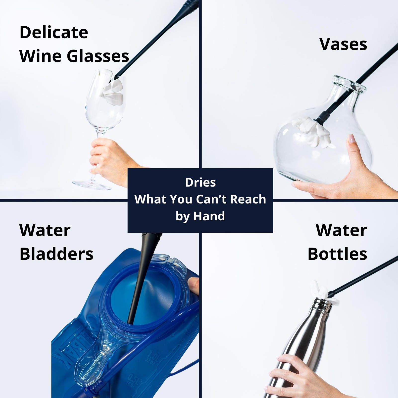Drying Wand – Narrow Container Dryer ( 1.25″ Opening) – Water Bottle, Carafe,…