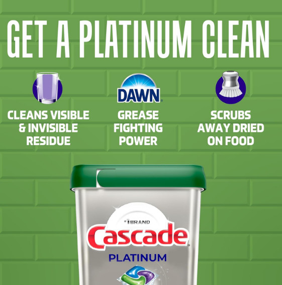 Cascade Platinum Dishwasher Pods Fresh Scent 12 Count Travel Trial Size Bag