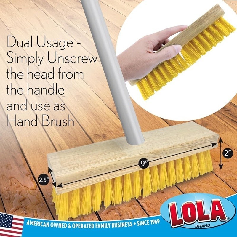 Sturdy Floor Scrub Brush W/ Lightweight Handle Outdoor Indoor Cleaning New