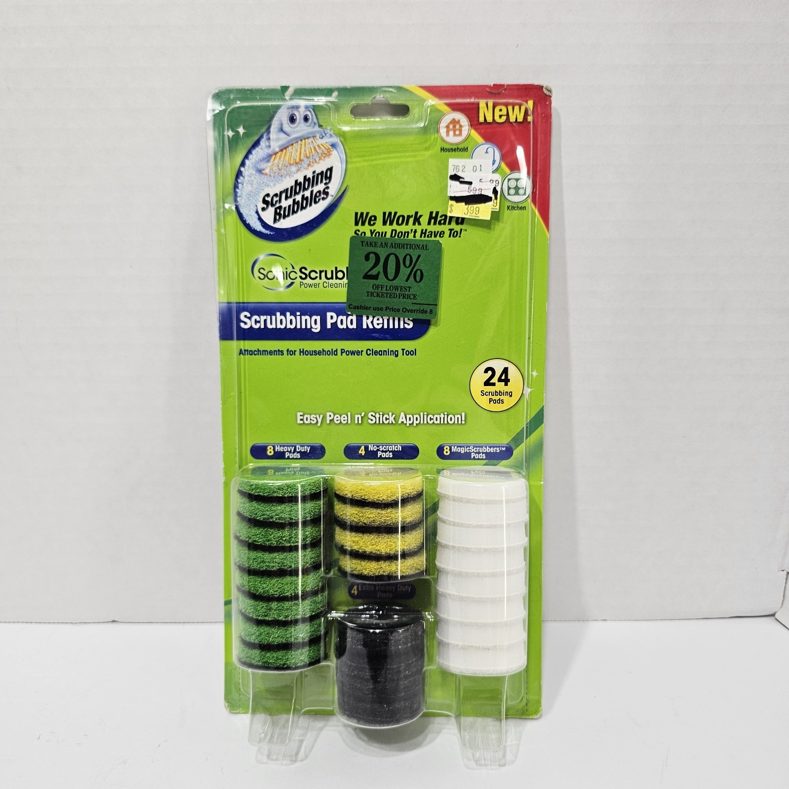 Scrubbing Bubbles Sonic Scrubbers Pad Refills 24 Count Peel and Stick