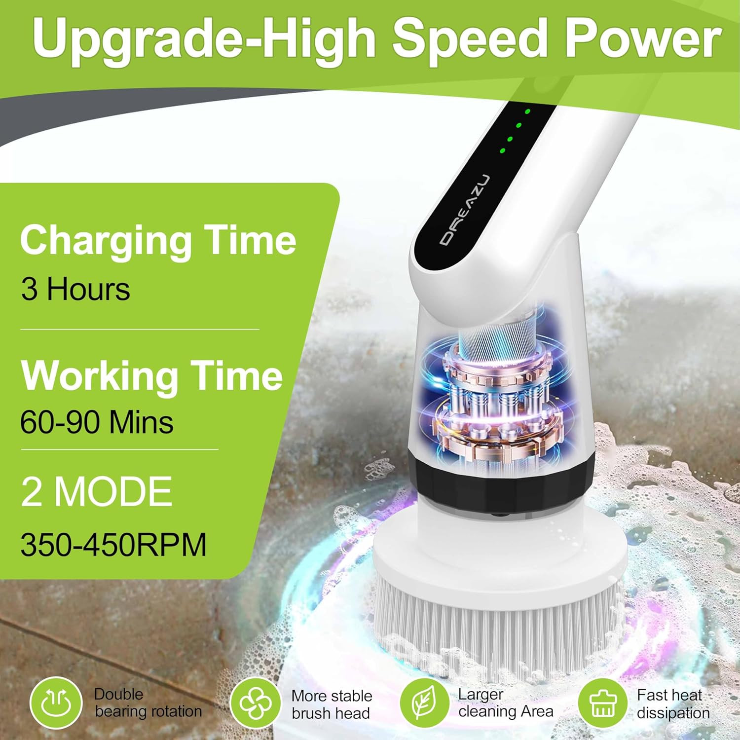 -Electric Spin Scrubber – Upgraded 12-In-1 IPX7 Waterproof Shower Scrubber, Retr