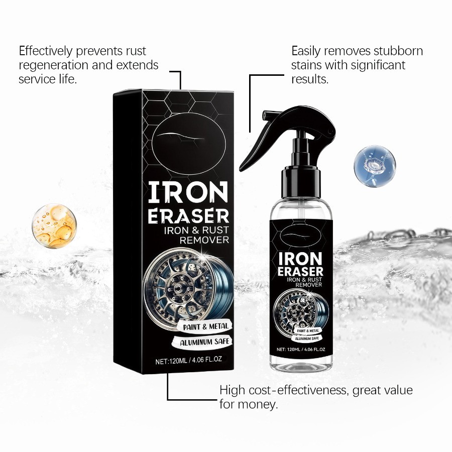 2x Iron Eraser Rust Remover Spray, Car Wheel Paint Brake Dust Fast Cleaner 120ml