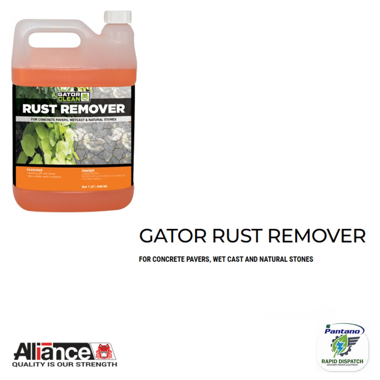 Gator Rust Remover Concrete Pavers & Natural Stone 1QT Alliance Gator Cleaner