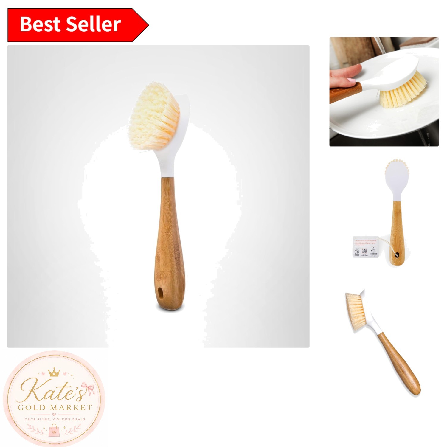 Daily Dish Brush: Eco-Friendly Bamboo Handle for Cast Iron & Nonstick Cookware