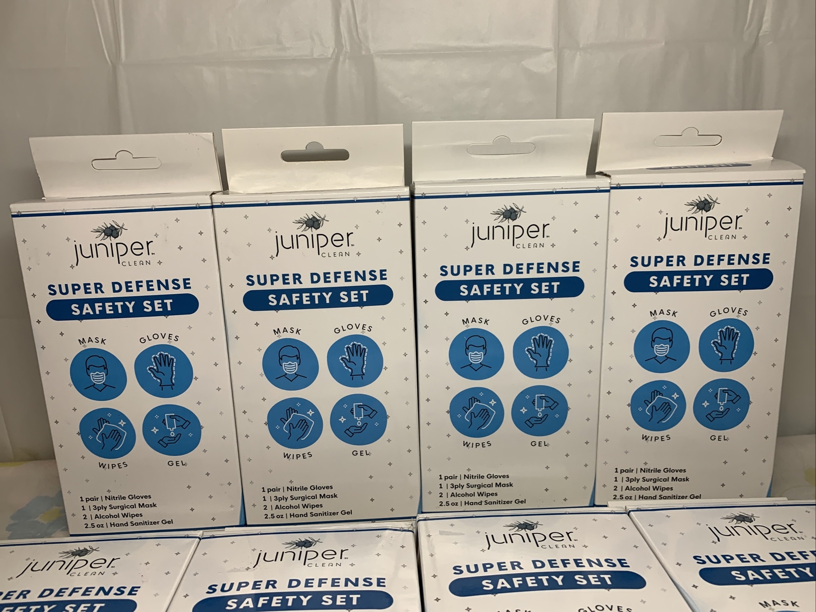 Juniper Safety Set Mask Gloves Wipes Wipes Gel Lot Of 8 Super Defense Clean
