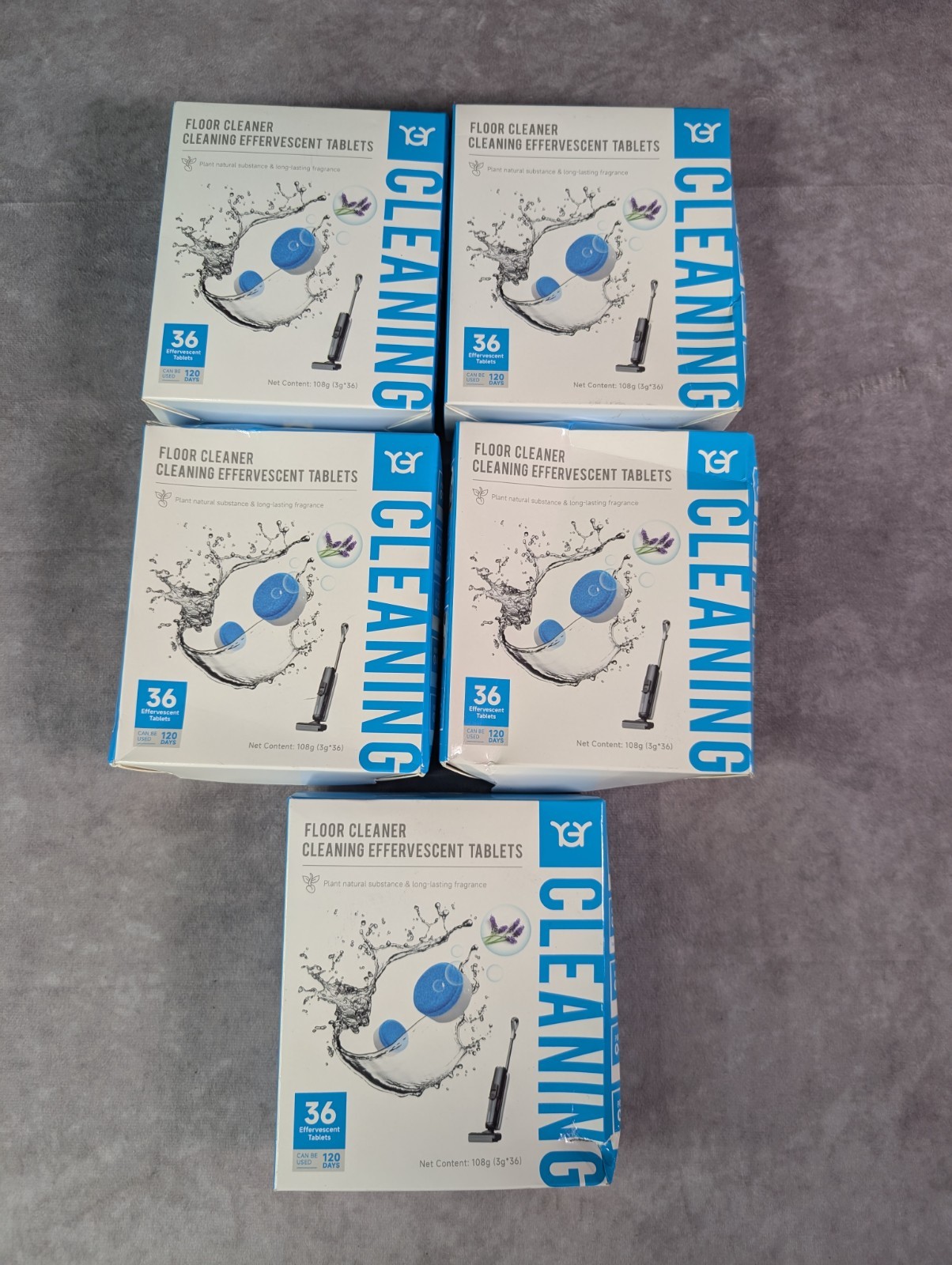 (5 Boxes) YGY Floor Cleaner Cleaning Effervescent Tablets – 36 Tablets/180 Total