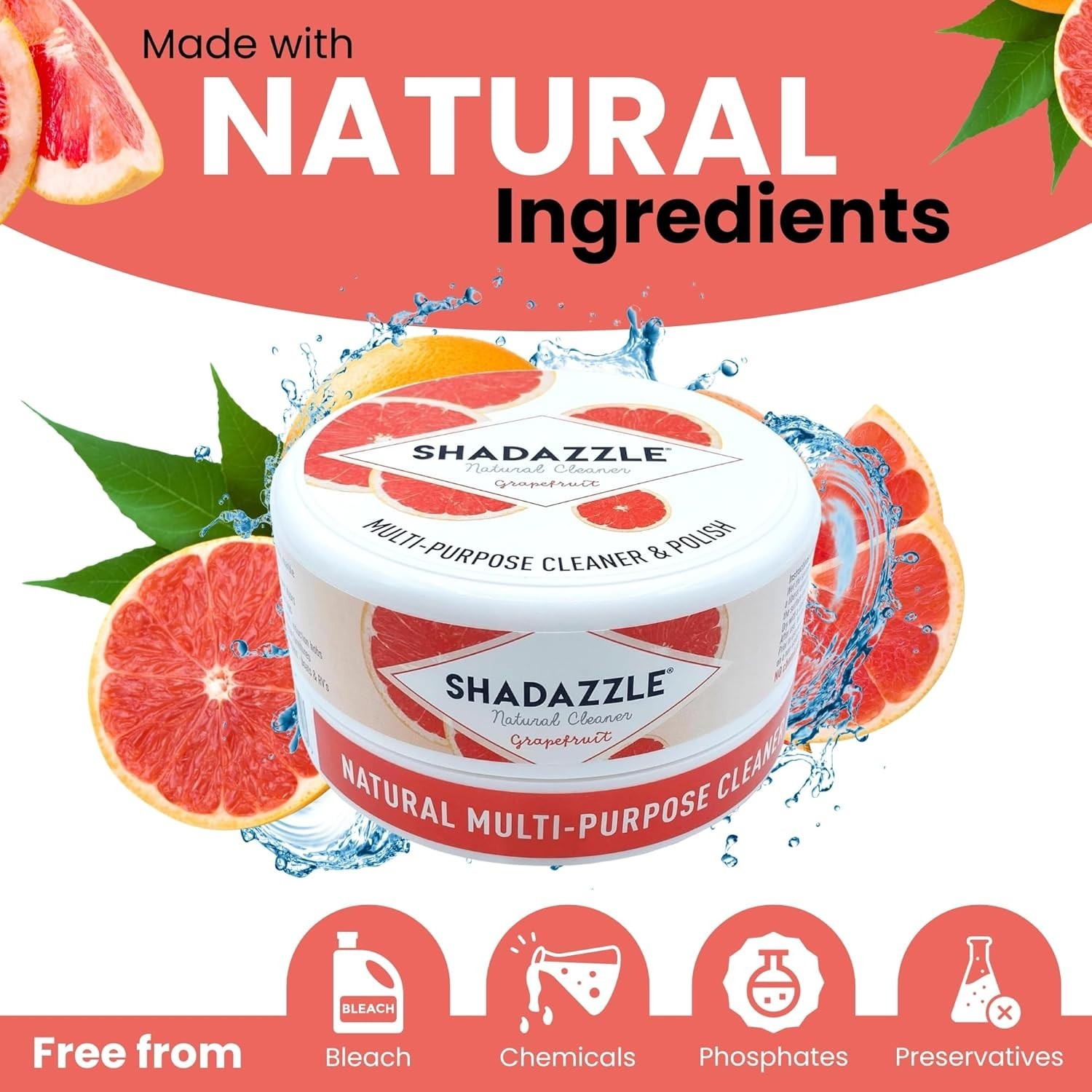 Natural All-Purpose Cleaning Paste, 10.58 Oz – Eco-Friendly Grapefruit Cleaner