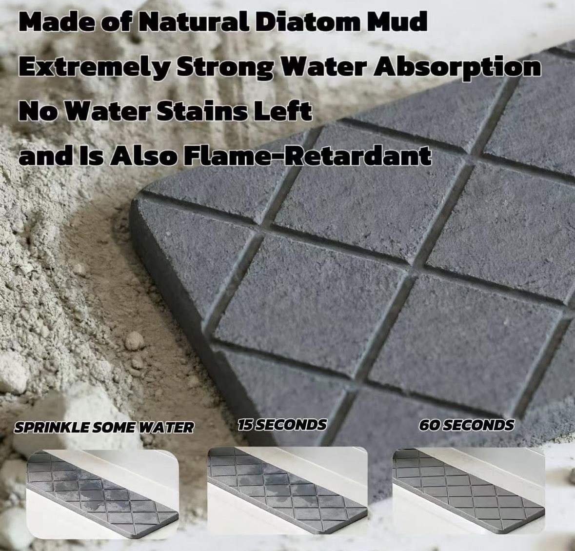 Stone Faucet Mat for Kitchen Sink & Stone Drying Tray for Bathroom 23.6x 4in
