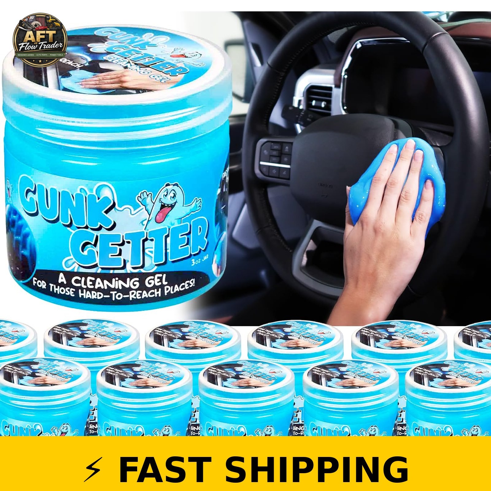 Gunk Getter 12 Pack Cleaning Gel for Cars, Office & More – Blue