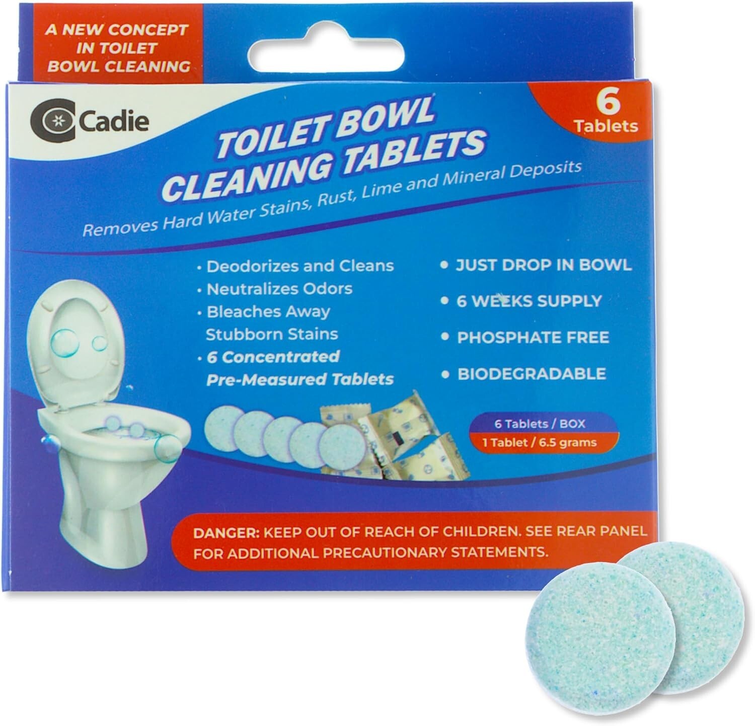 Toilet Bowl Cleaning Tablets Set Of 6 – Automatic Drop-in Bleach 2 Pack By Cadie