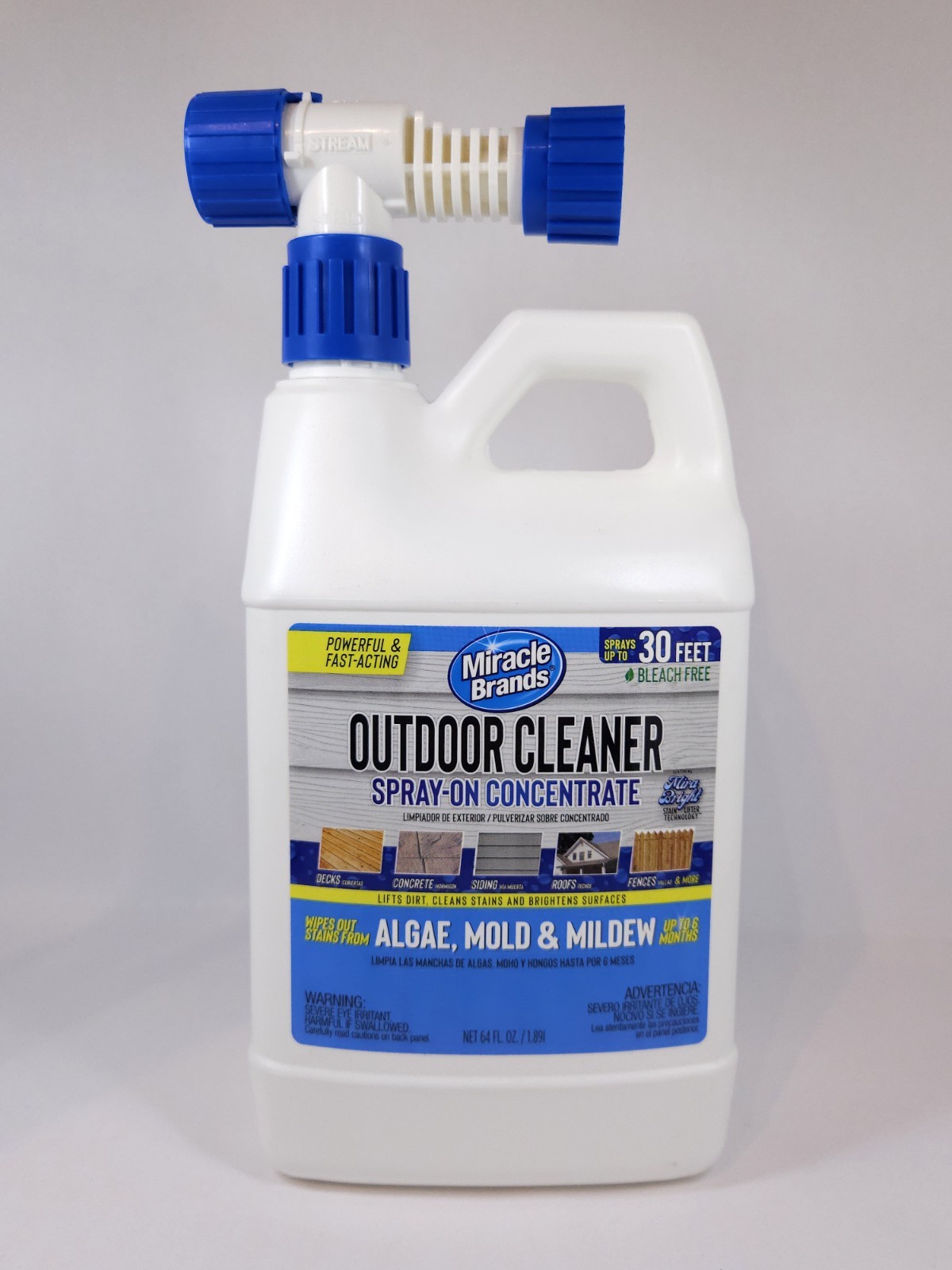 Outdoor Cleaner Spray-On Concentrate 64oz Algae Mold Mildew Stain Remover