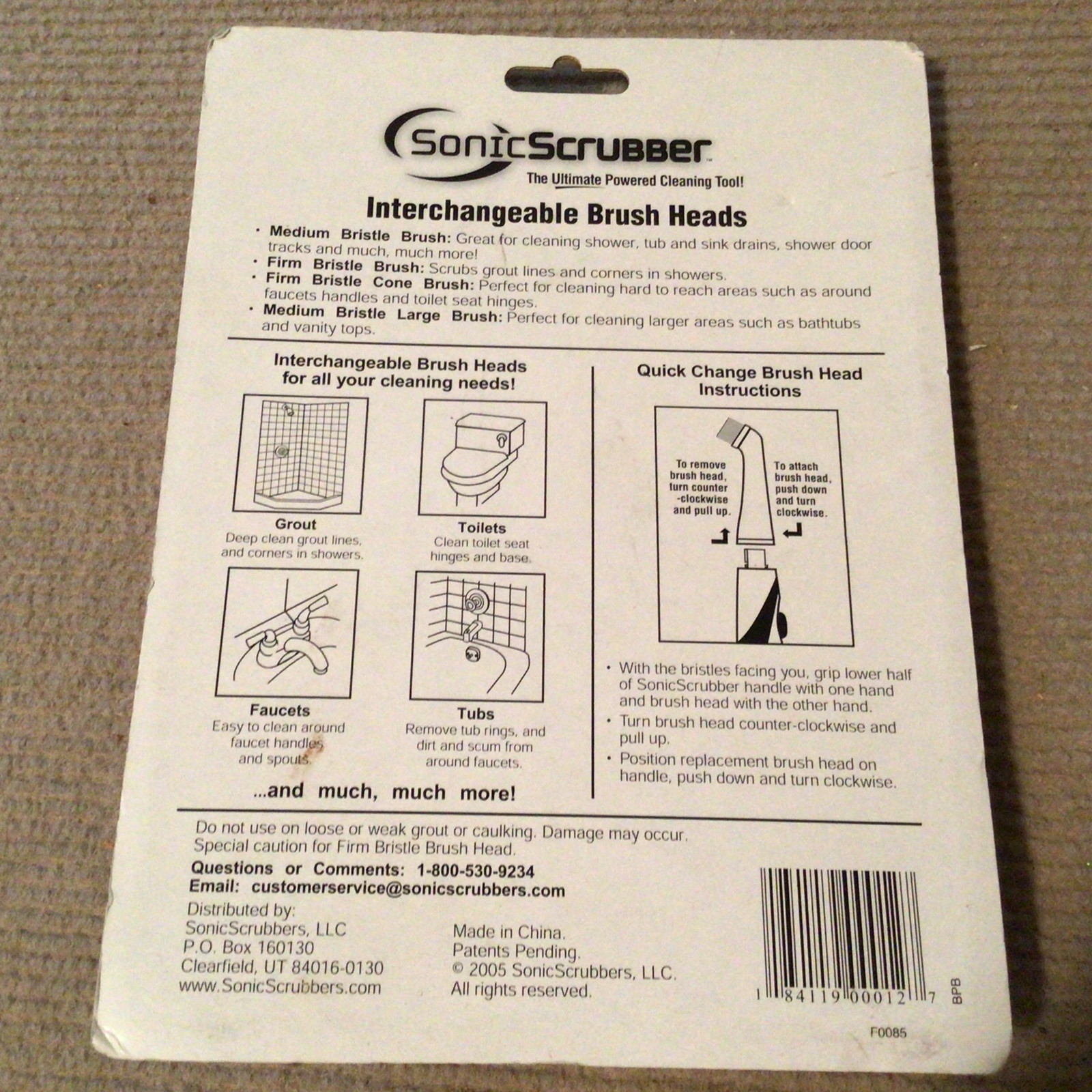 Sonic Scrubber Power Cleaner Interchangeable Brush Heads Bathroom Cleaning Tool
