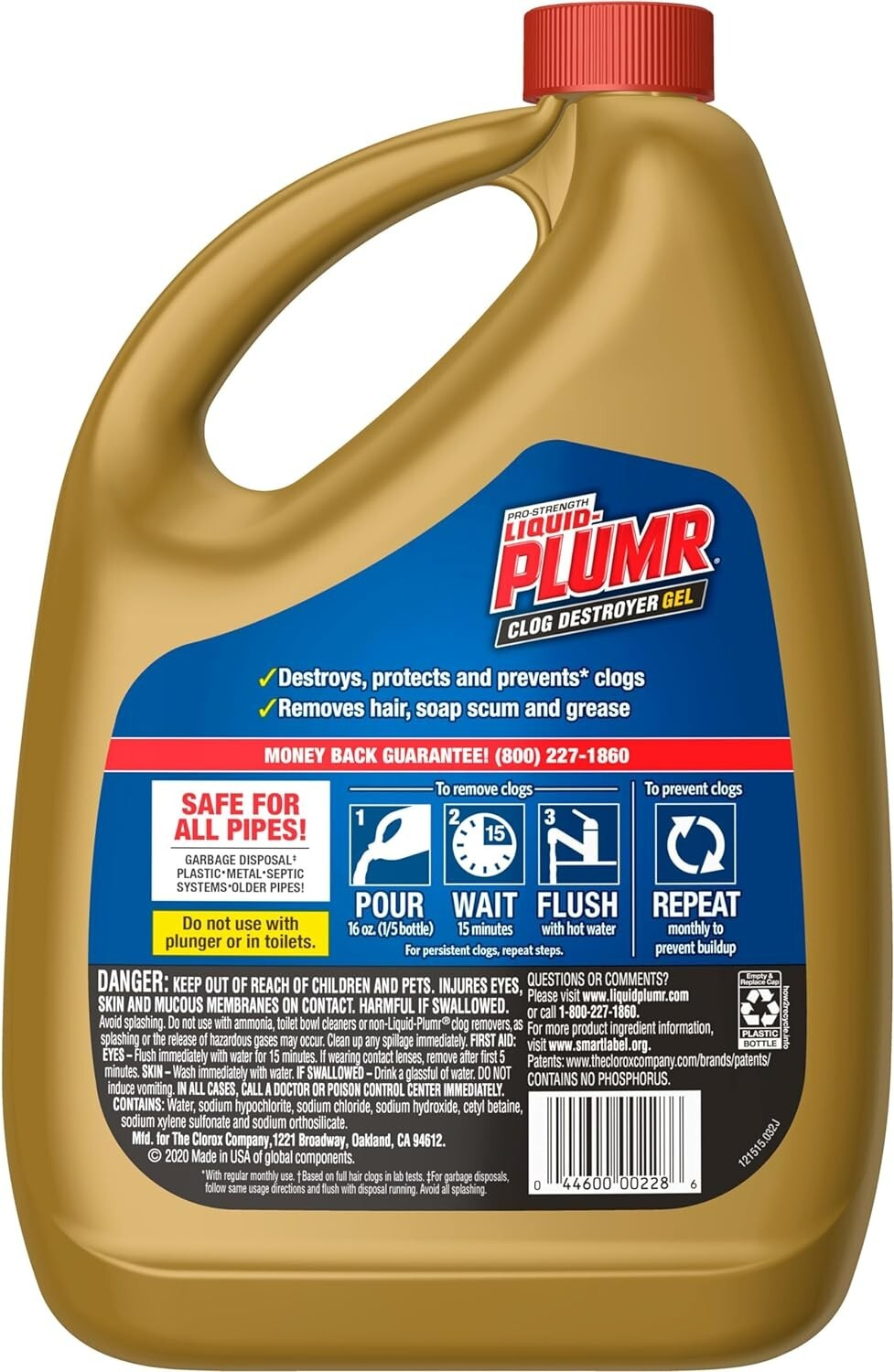 Liquid-Plumr Pro-Strength Clog Destroyer Gel with PipeGuard Drain Cleaner 240oz