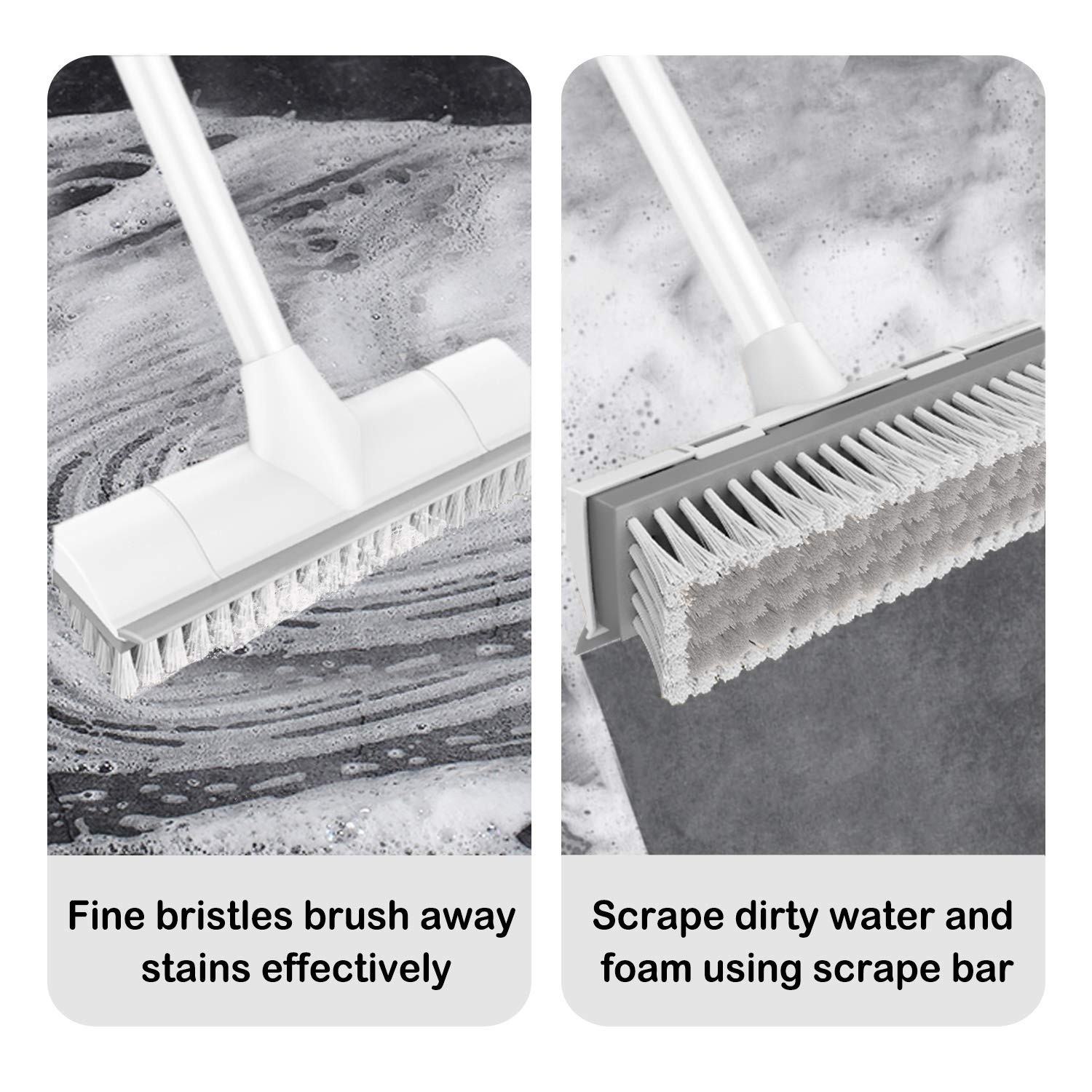 Scrub Brush With Long Handle, Stiff Bristles For Tile Deck Garage