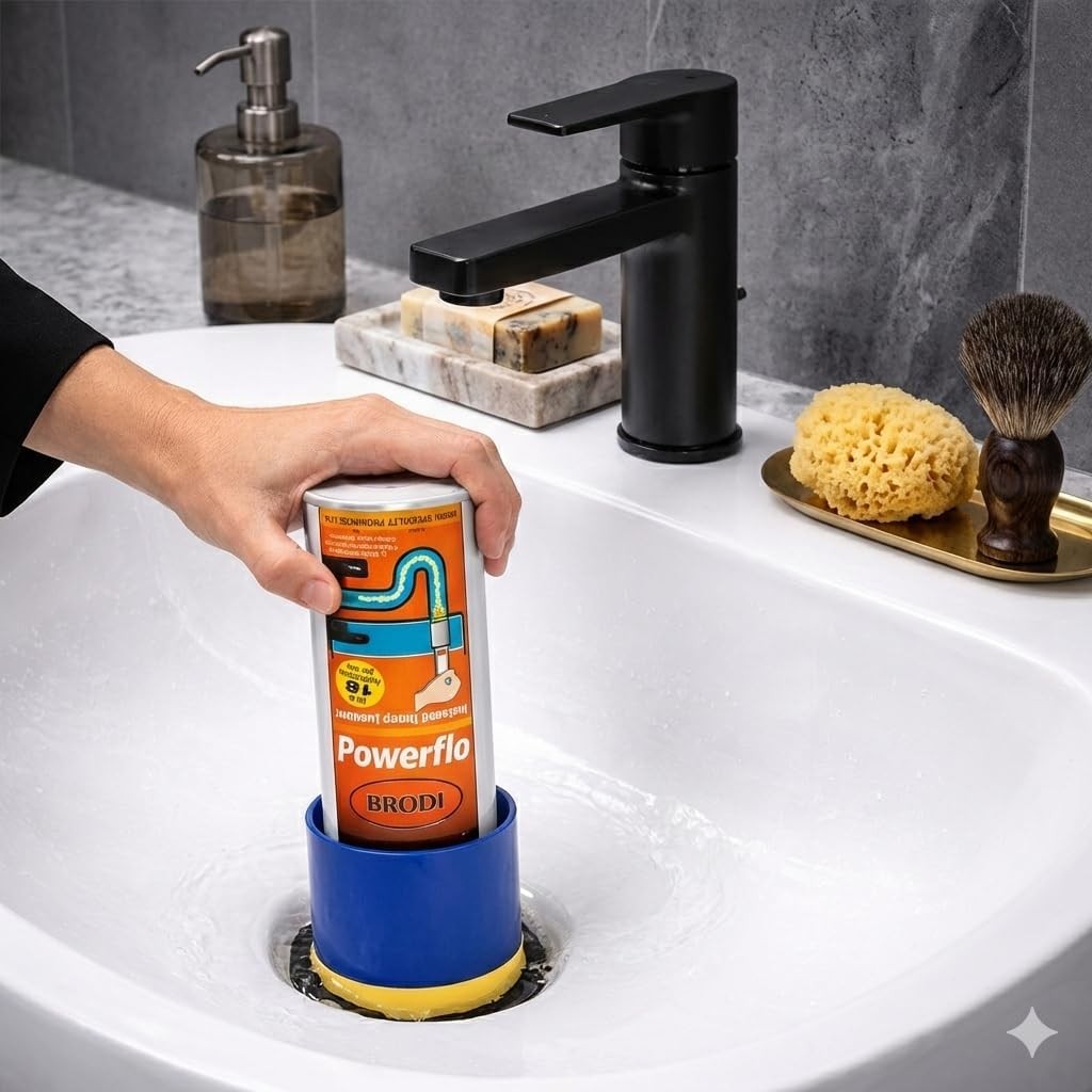 Powerflo Instant Drain Opener Non-Chemical Hydraulic Action Clears Clogs Fast